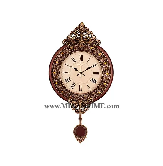 ساعت دیواری چوبی پاندول دار لوتوس KW-902 قیمت ساعت دیواری چوبی پاندول دار